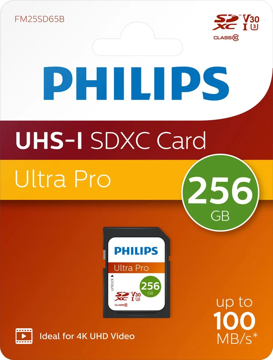 Philips FM25SD65B - SDXC kaart 256GB - Class 10 - UHS-I U3