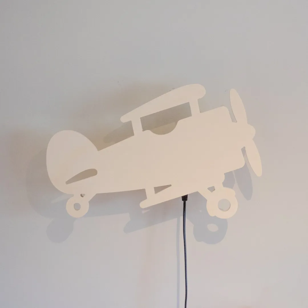 Houten wandlamp ~ Vliegtuig