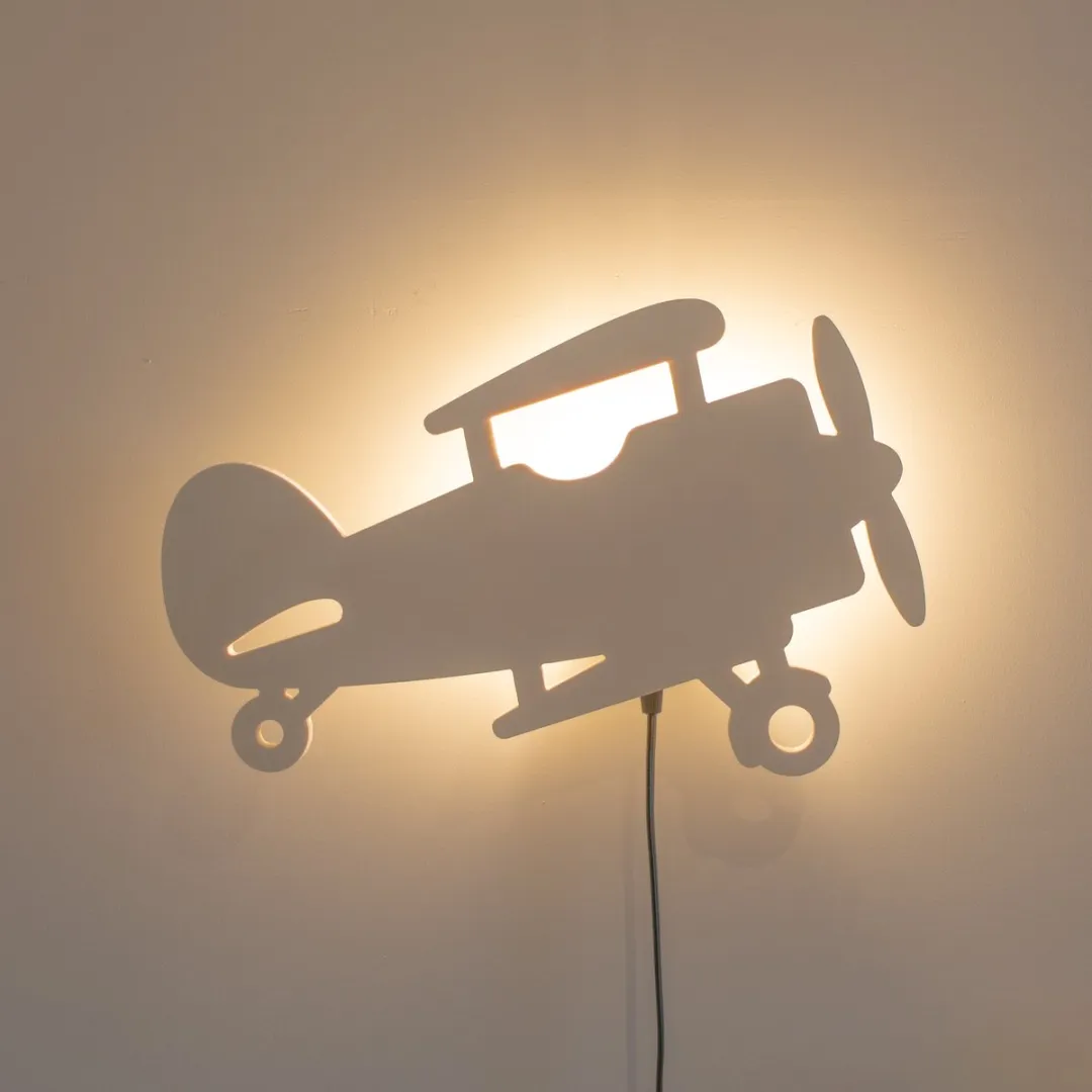 Houten wandlamp ~ Vliegtuig