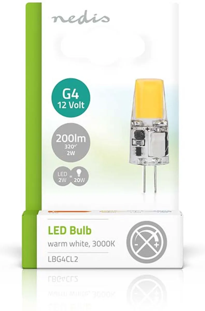 Nedis LED Lamp G4 2W 200lm Warm Wit - Mat