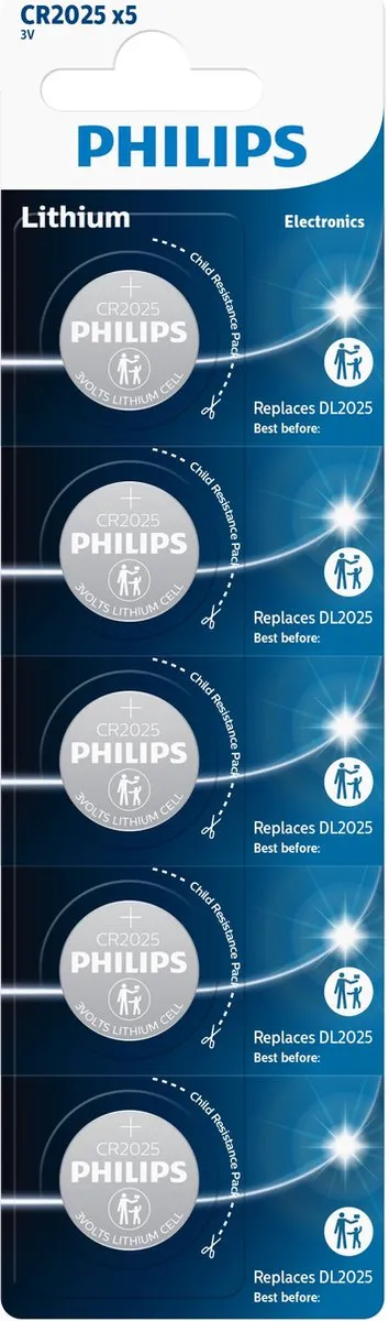 Philips CR2025 Knoopcelbatterijen - 5 Stuks
