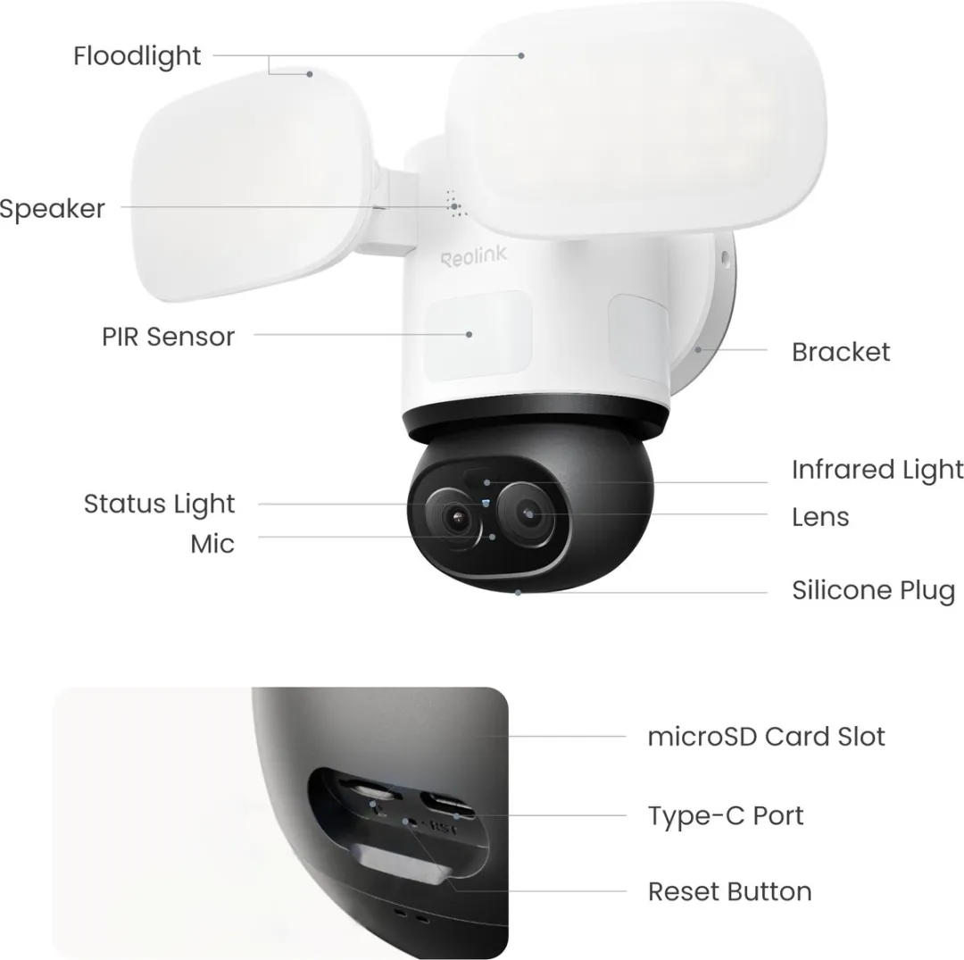Reolink TrackFlex Floodlight WiFi 4K PTZ Camera - Wit