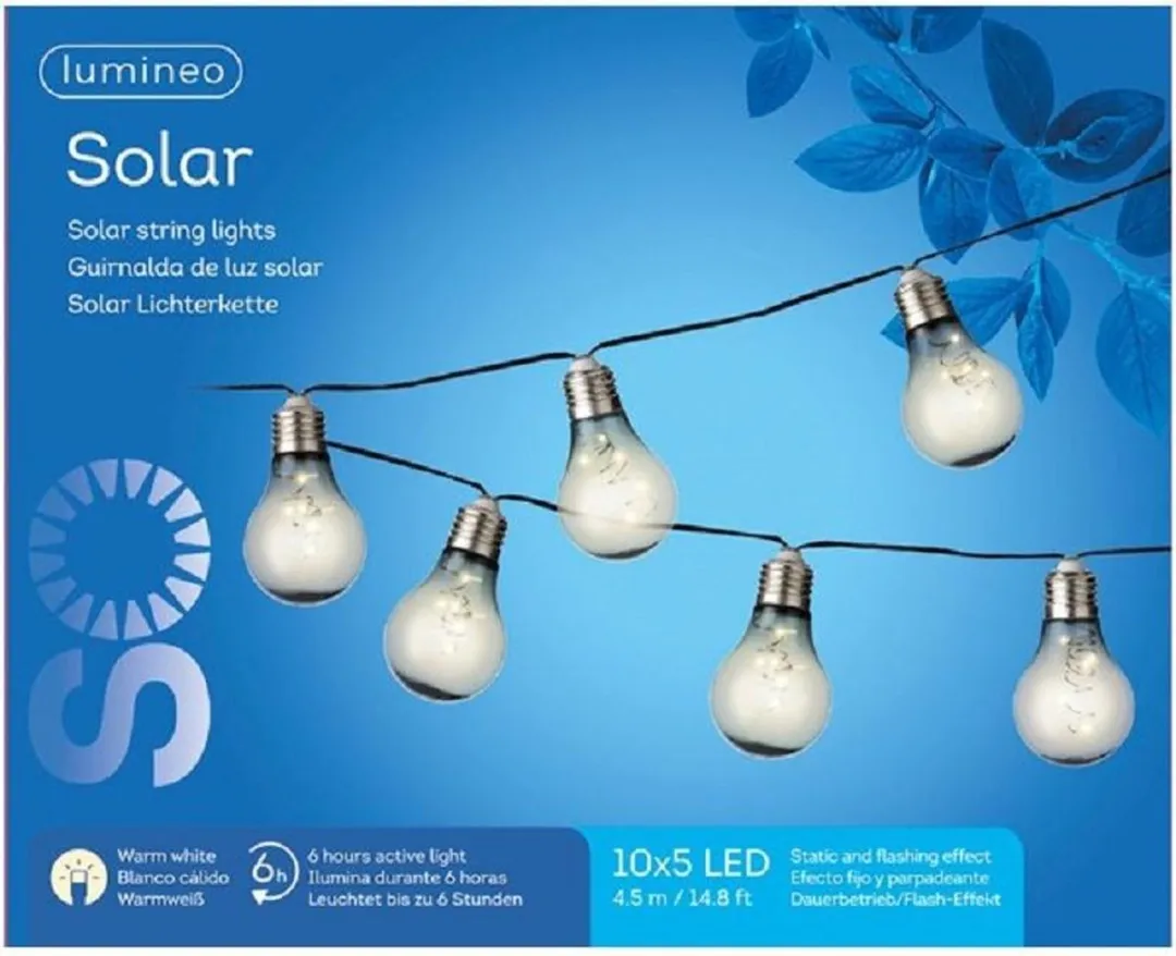 Lumineo Solar Lichtbolletjes 2 Stuks - Warm Wit - Zwart Snoer