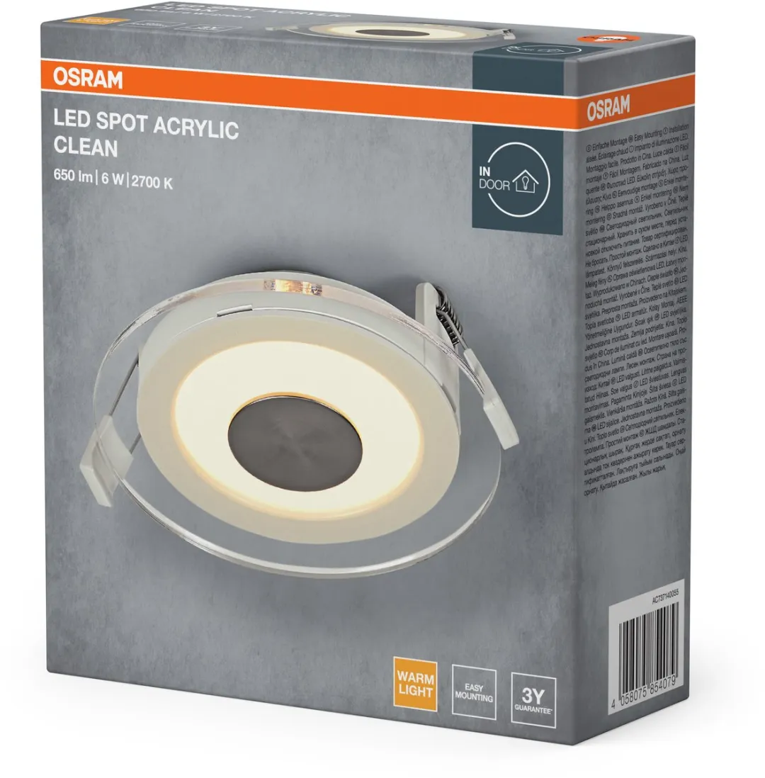 Osram LED Inbouwspot Acryl 6W Warm Wit 2700K - 120mm