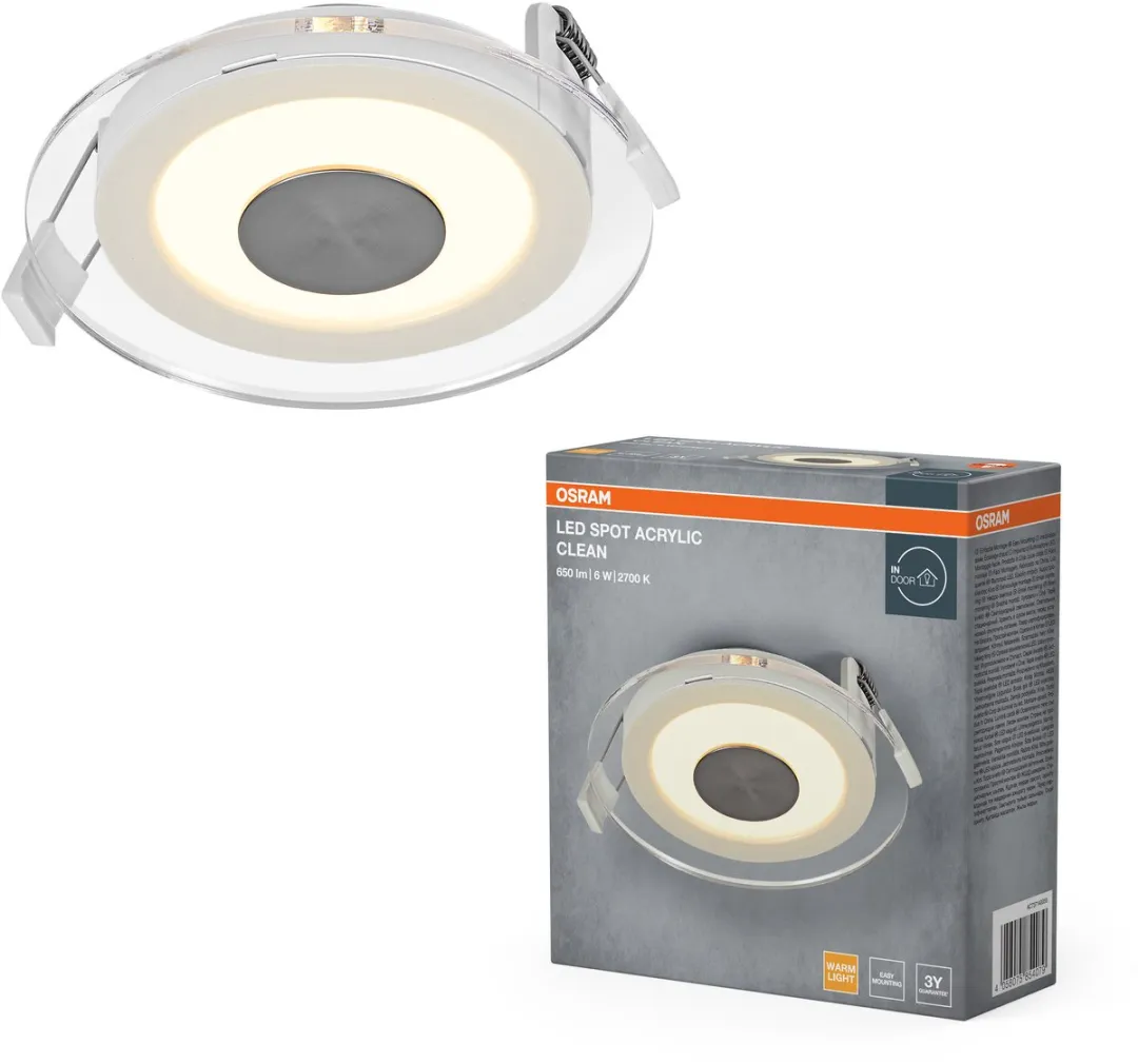 Osram LED Inbouwspot Acryl 6W Warm Wit 2700K - 120mm