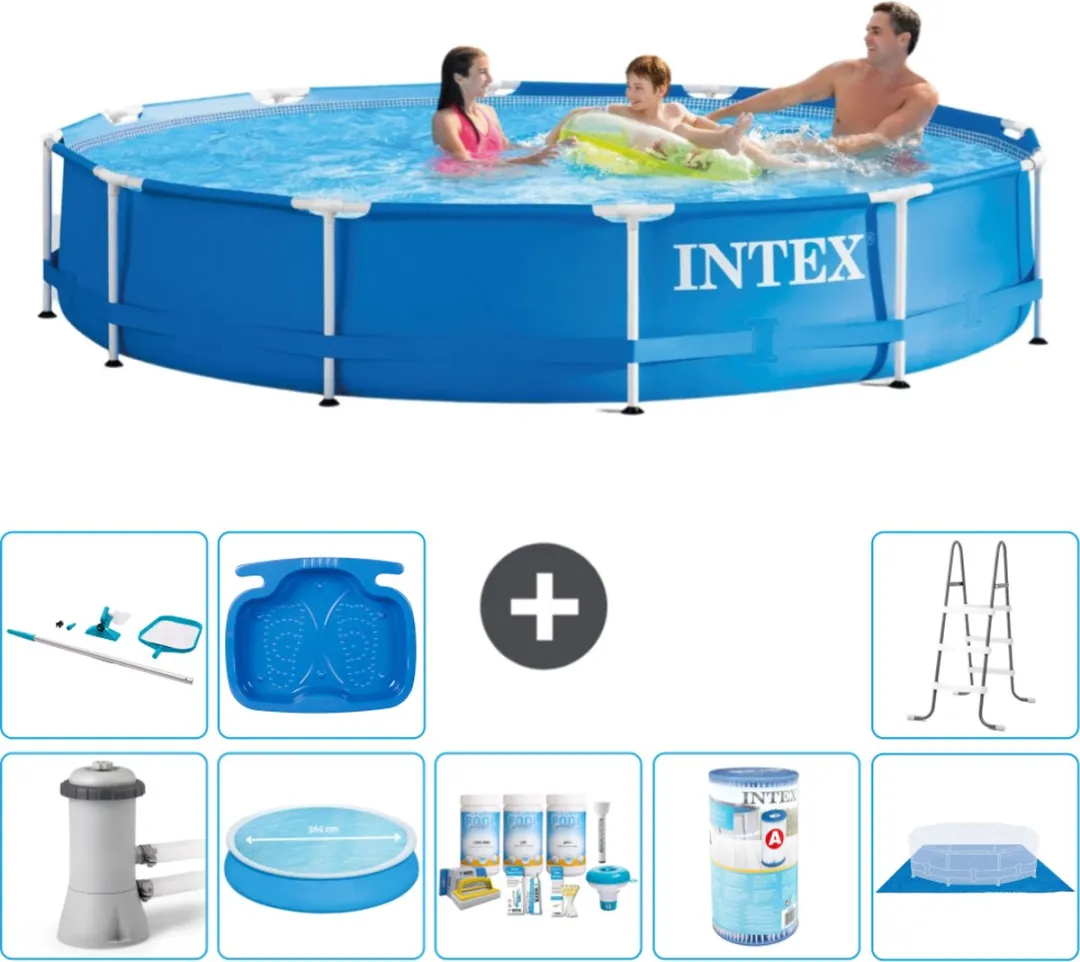 Intex 28212GN-Blauw Rond Frame Zwembad 366x76cm - Blauw