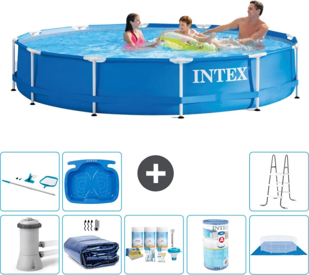 Intex 28212GN-Blauw Rond Frame Zwembad 366x76cm