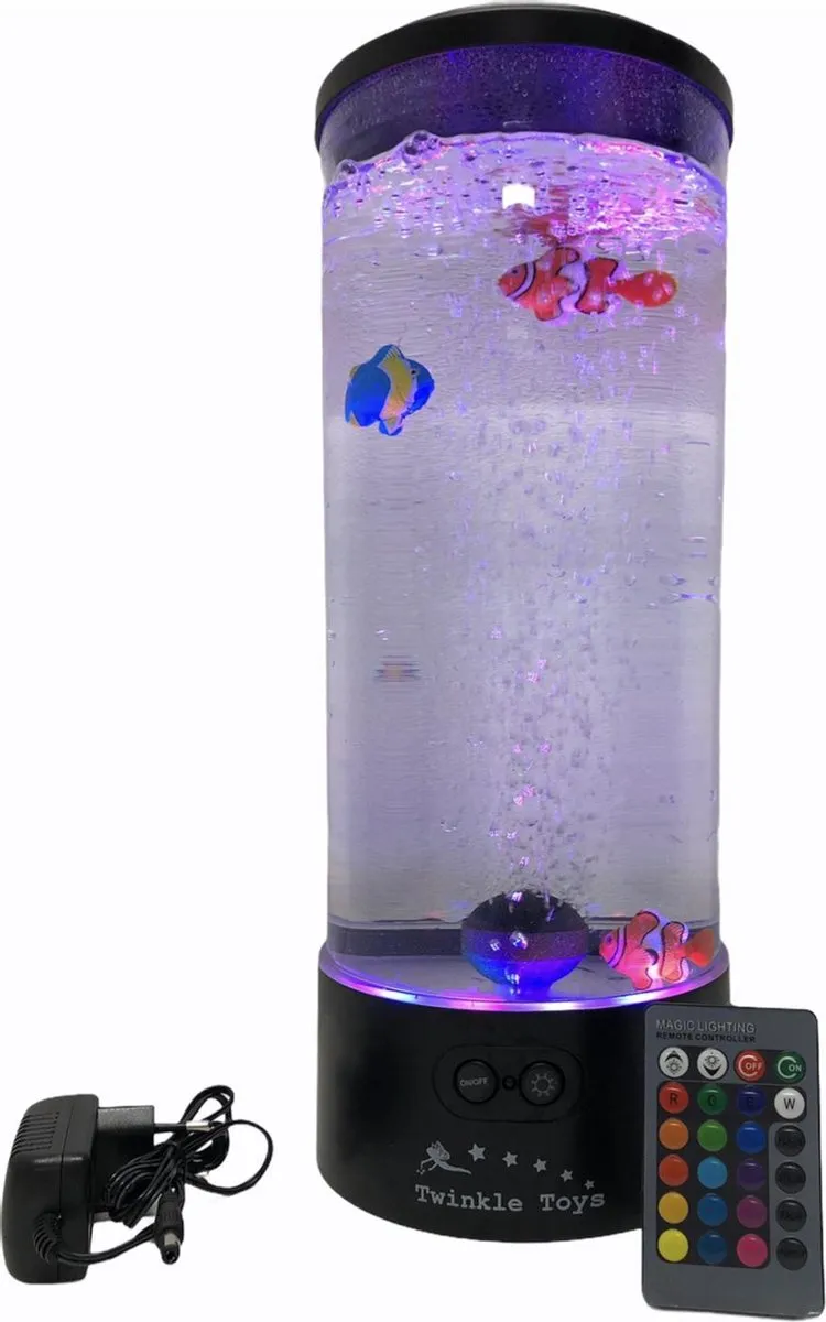 Twinkle Toys Fish Light XXL - Rustgevende bubbel water zuil met vissen