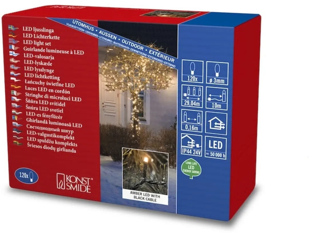 Konstsmide 3612 Snoerverlichting 80xLED 1904cm - 24V - Warmwit - Zwart