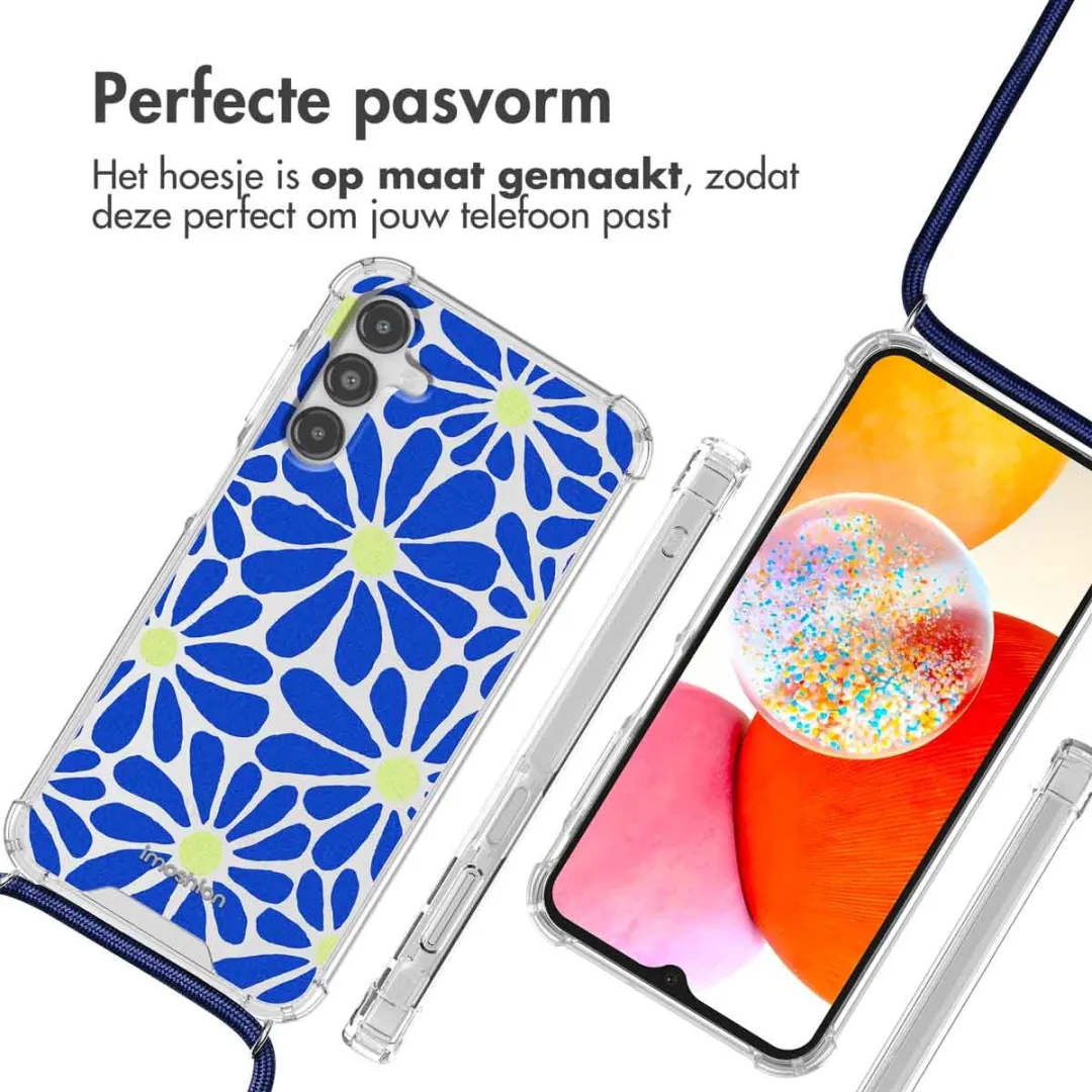 Imoshion Hoesje Samsung Galaxy A14 - Cobalt Blue Flowers Connect