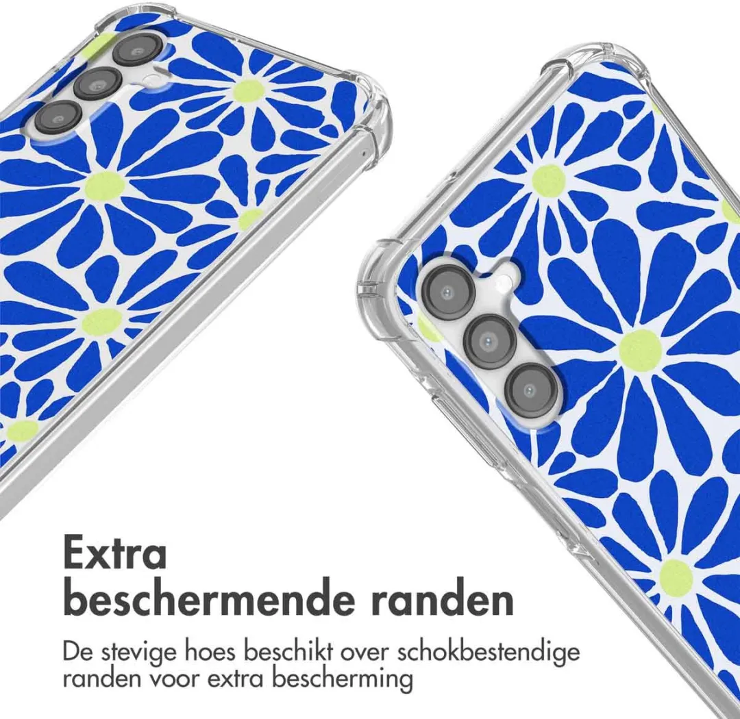 Imoshion Hoesje Samsung Galaxy A14 - Cobalt Blue Flowers Connect