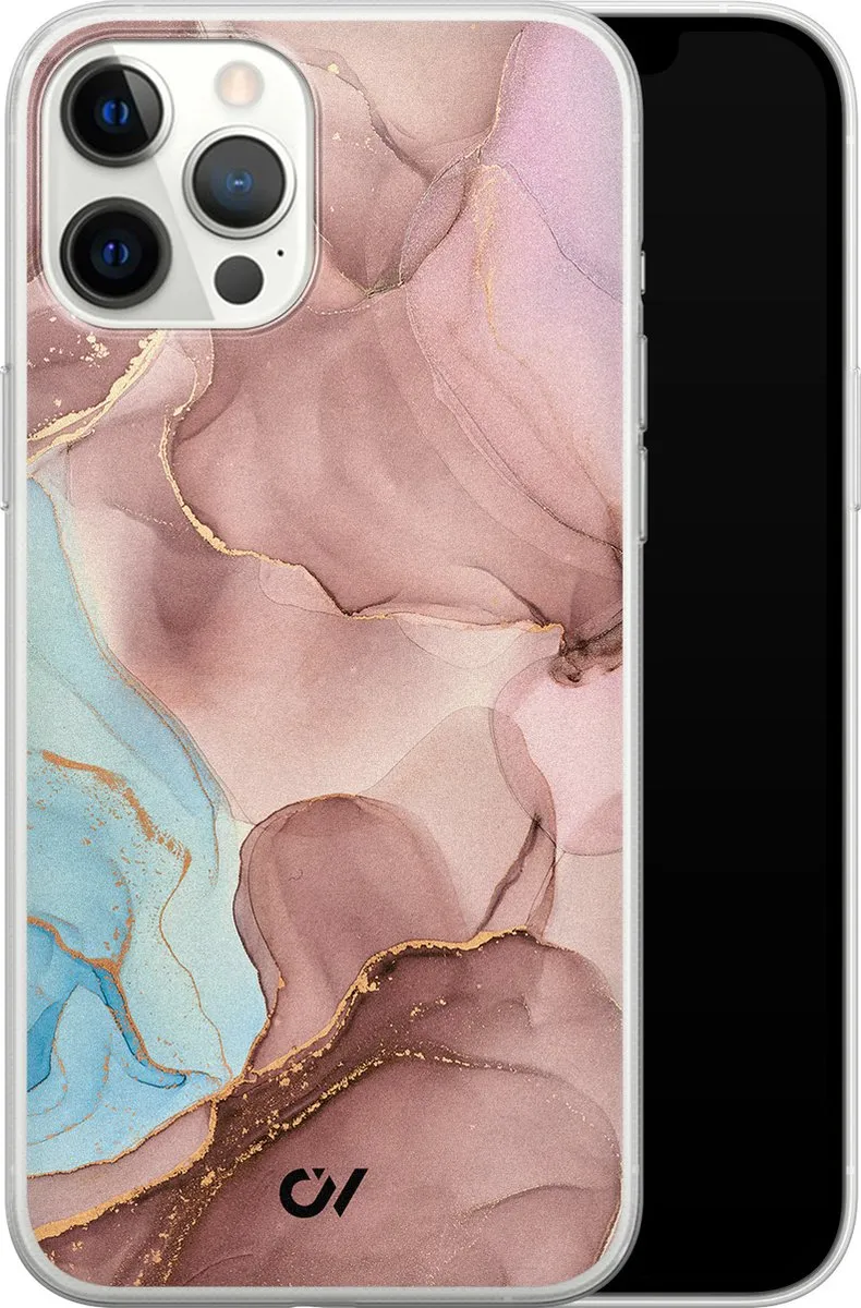 Casevibes Hoesje iPhone 12 Pro Max Marble Clouds - Roze - A/12PM/UV/055