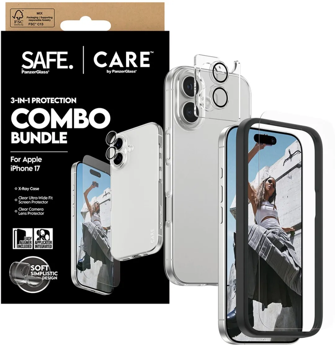 PanzerGlass SAFE. CARE 3-in-1 Combo iPhone 17