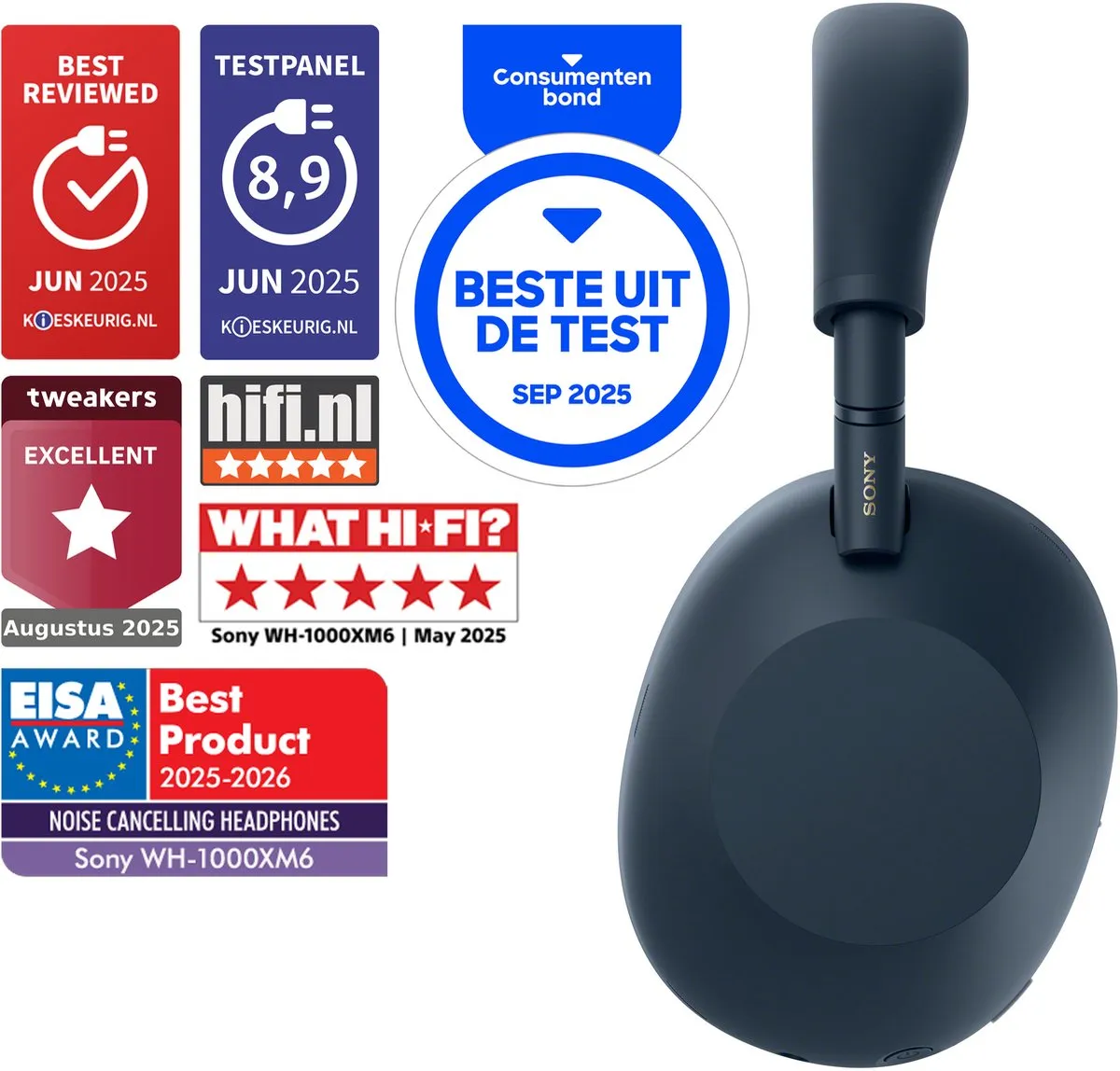 Sony WH-1000XM6 Noise Cancelling Koptelefoon - Blauw