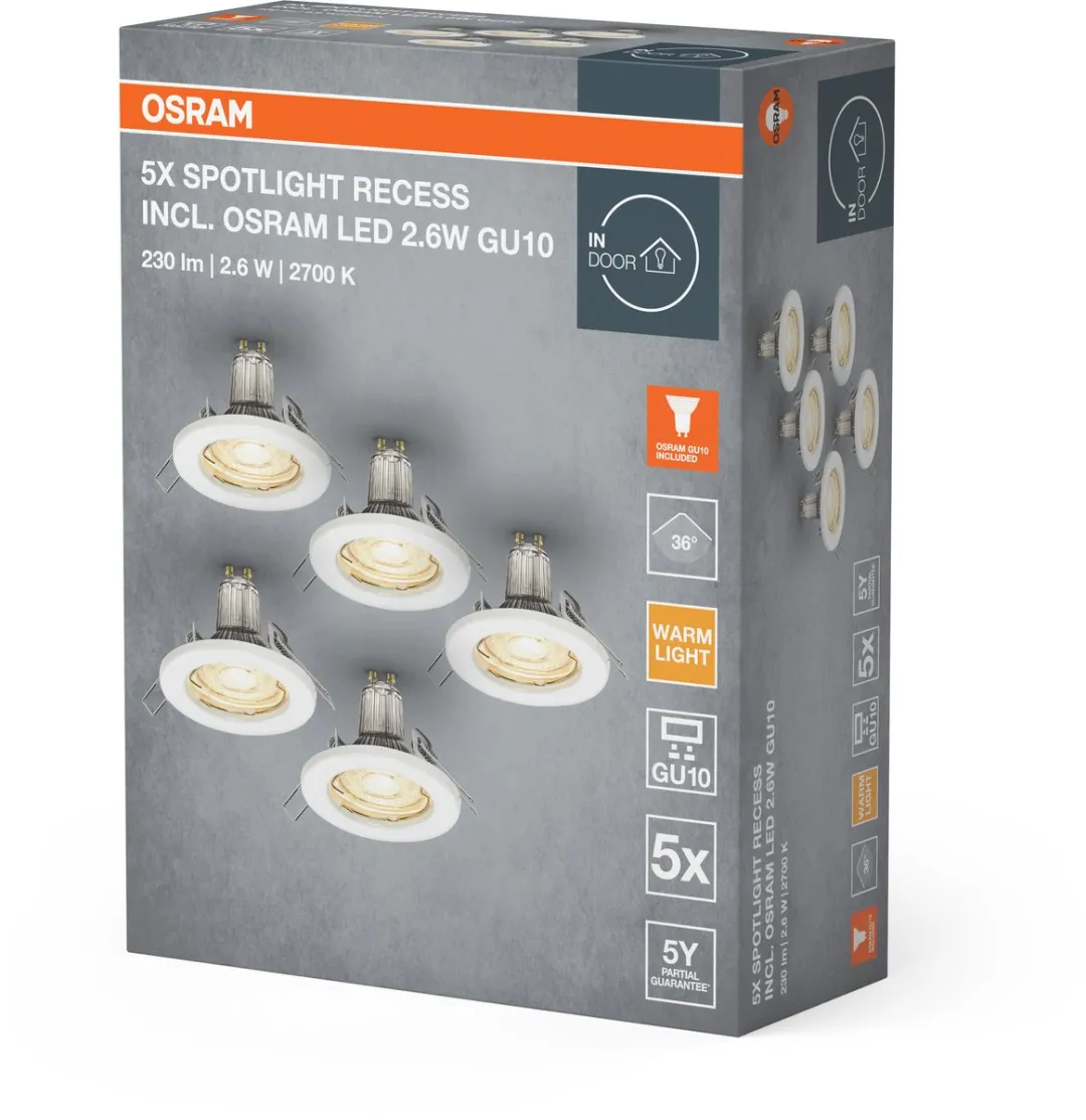 Osram Spotlight Inbouwset 5x2.6W GU10 - 80cm - Wit