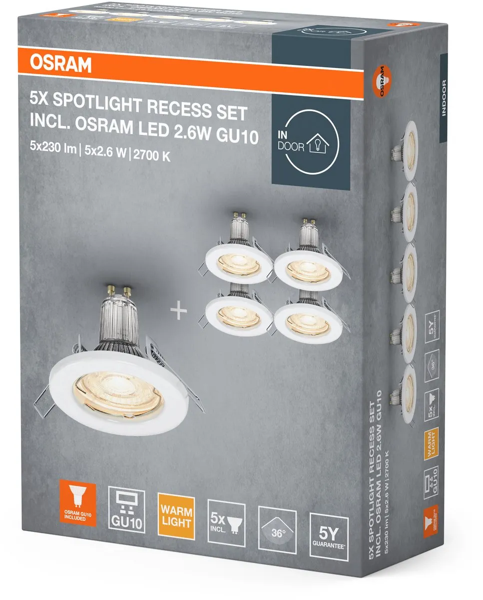 Osram Spotlight Inbouwset 5x2.6W GU10 - 80cm - Wit