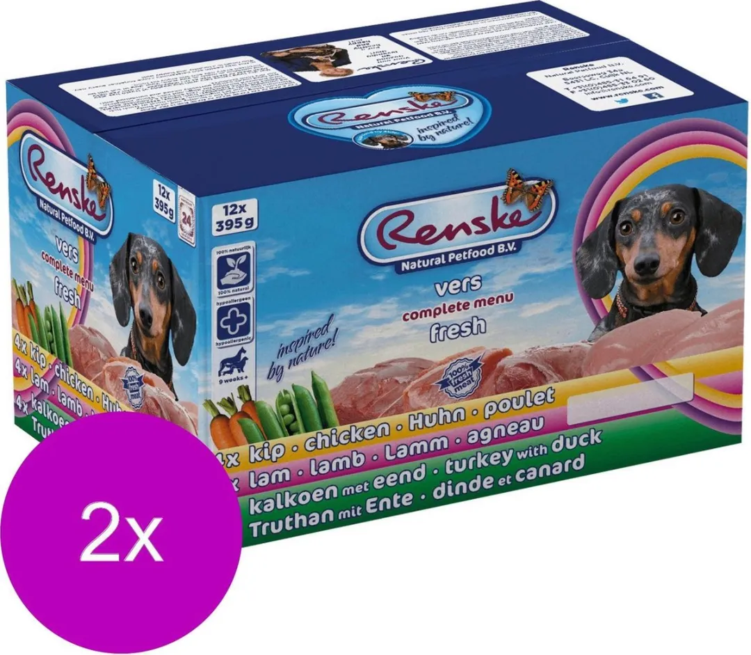 Renske Adult Multi Hondenvoer - 24 Stuks (2x12x395g)