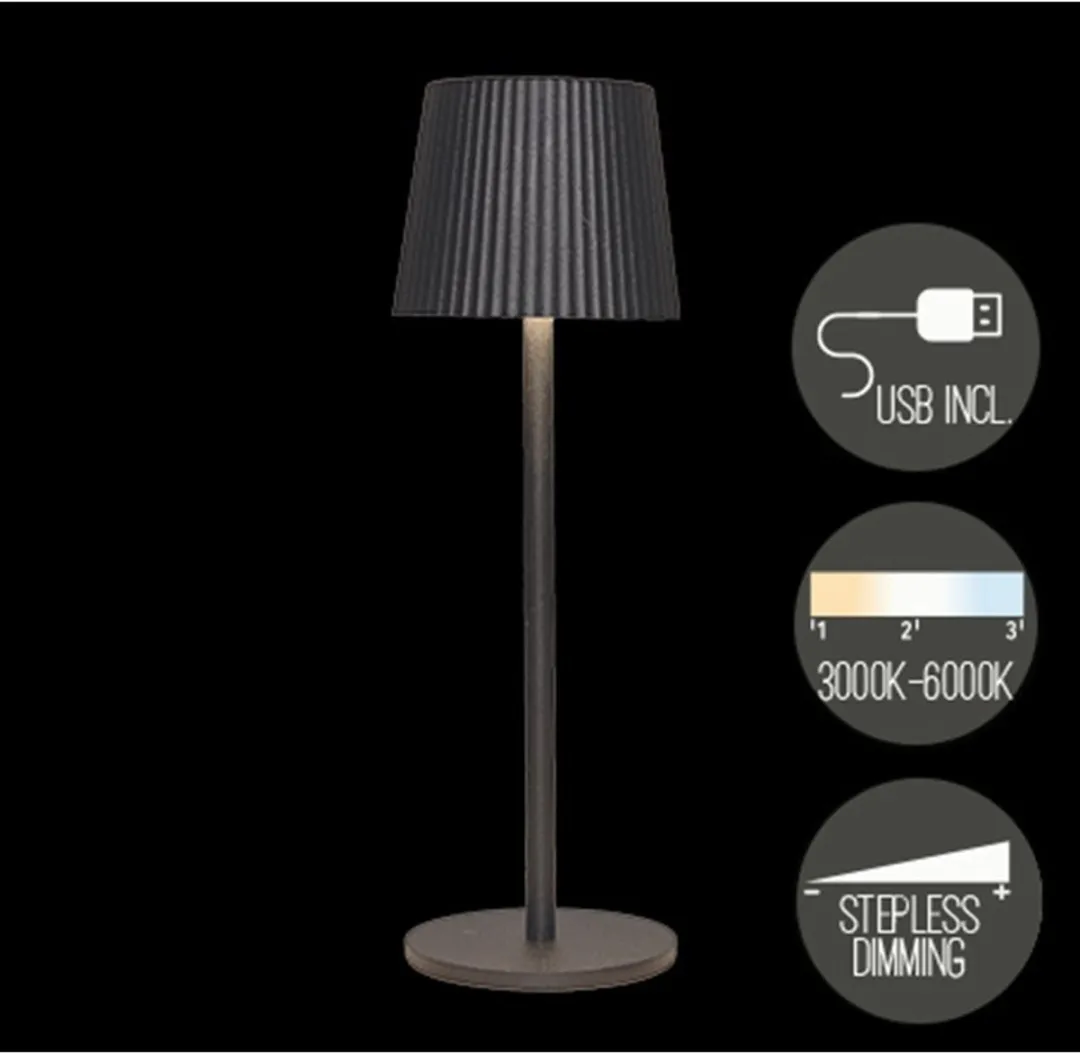 Anna's Collection Glambiance Portable Tafellamp - Zwart - 3W
