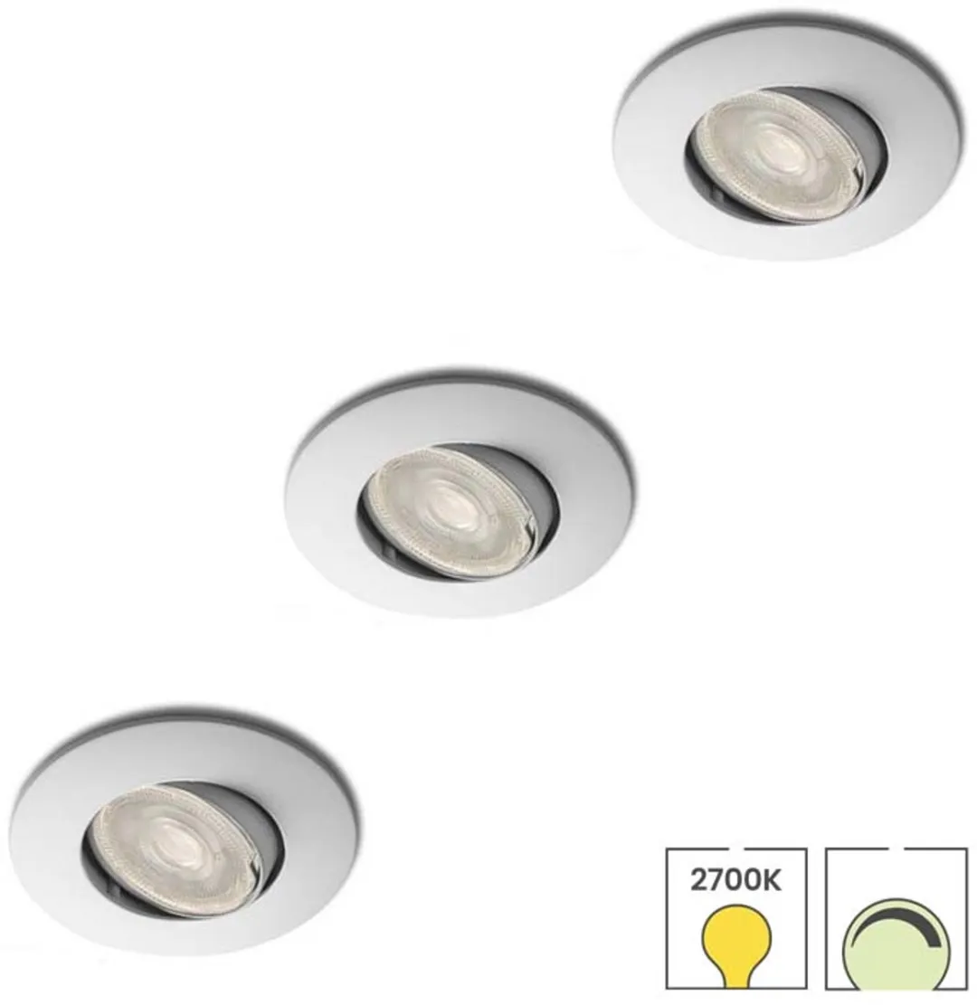 Lybardo Inbouwspots 3.5W 3-pack - Kantelbaar - Warmwit 2700K - Zilver