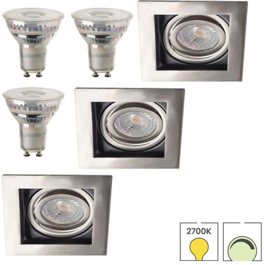 Lybardo Inbouwspots 3.5W 3-pack - Kantelbaar - Warmwit 2700K - Zilver