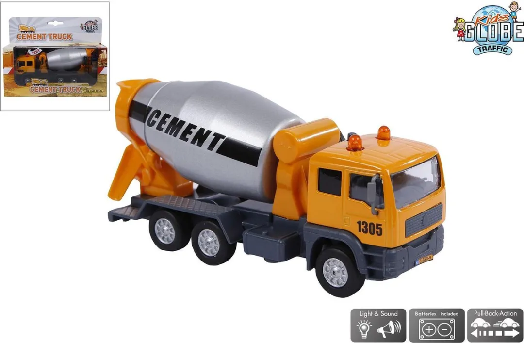 Kids GLOBE Pull Back Cementwagen Licht & Geluid 510777