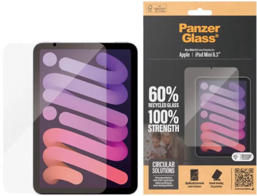 PanzerGlass Screenprotector geschikt voor Apple iPad Mini 6 (2021) Glazen | PanzerGlass Ultra-Wide Fit Screenprotector - Case Friendly