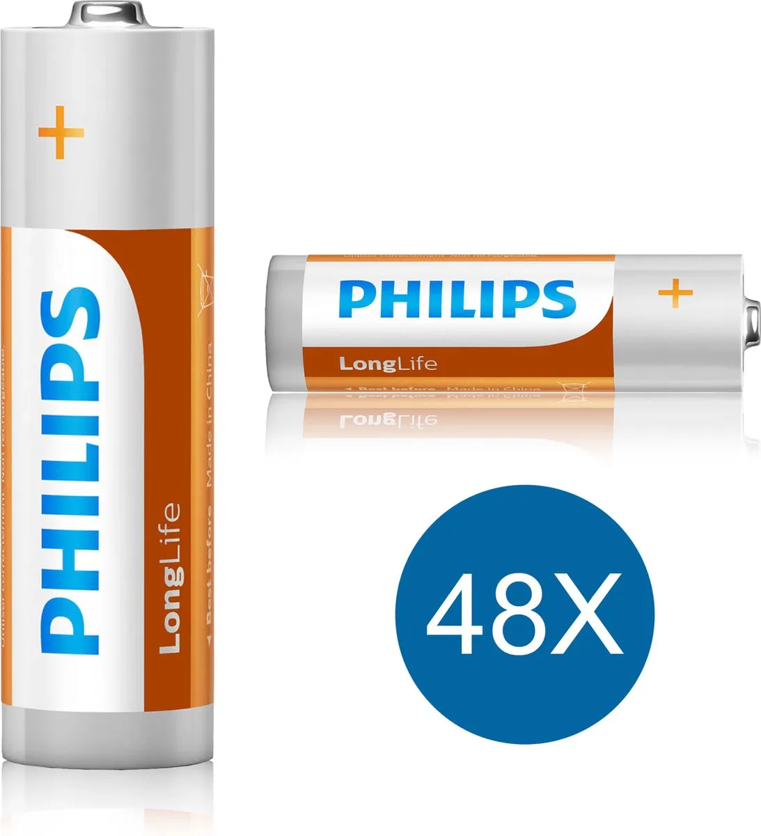Philips Longlife AA Batterijen 1400mAh - 48 Stuks