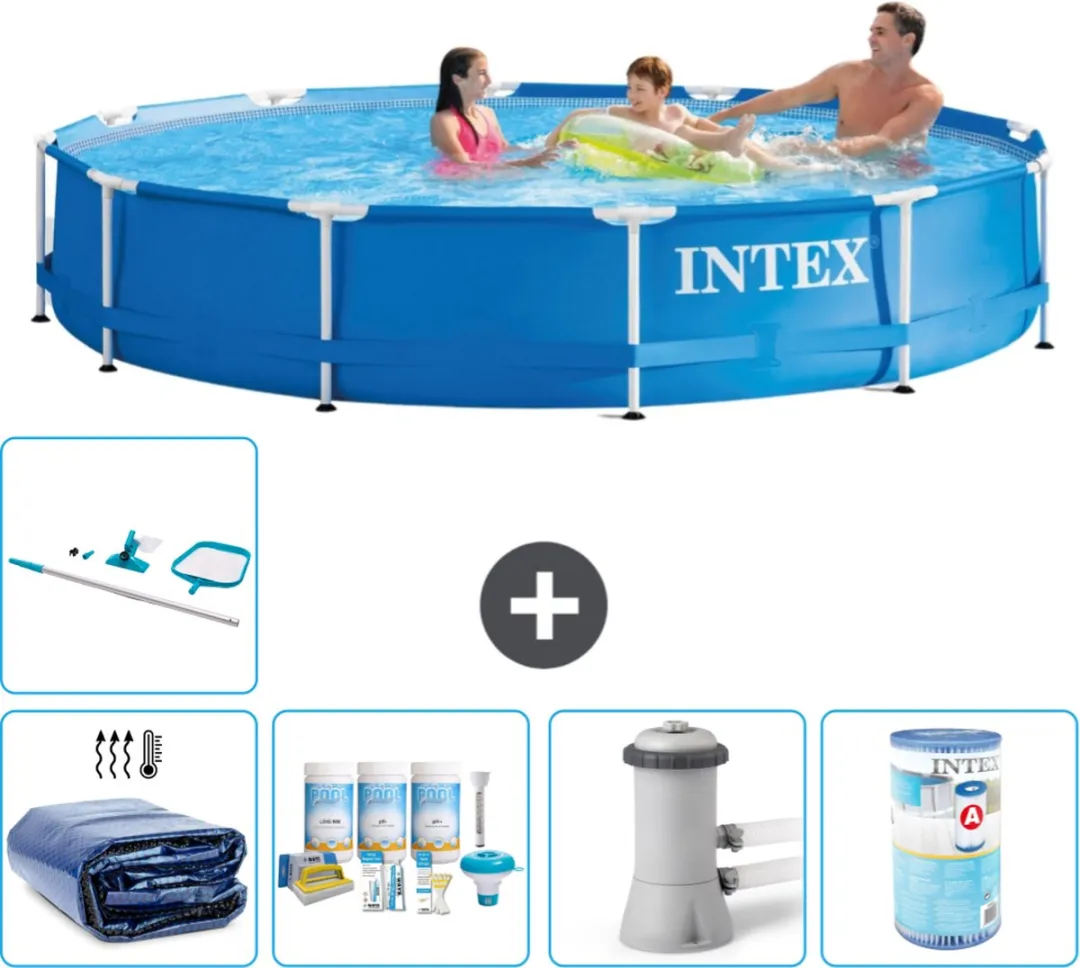 Intex 28210NP-Blauw Rond Frame Zwembad 366x76cm - Blauw