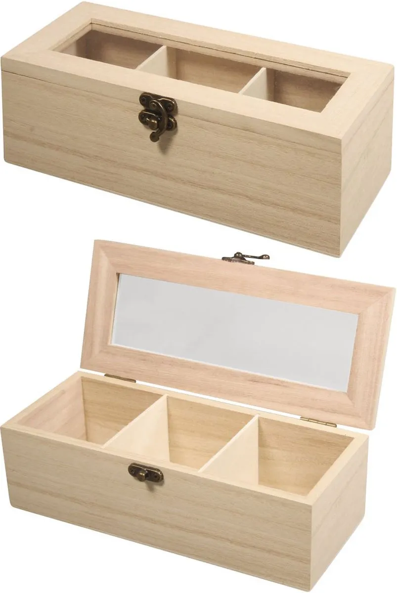 Rayher Theedoos DIY Houten Kistje 22cm - Naturel