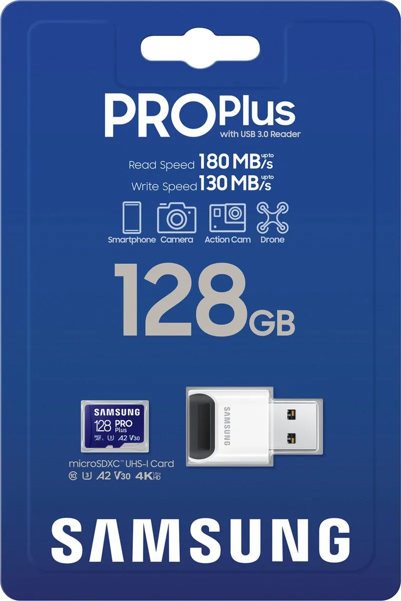 Samsung PRO Plus MicroSD 128GB - 180/130 MB/s