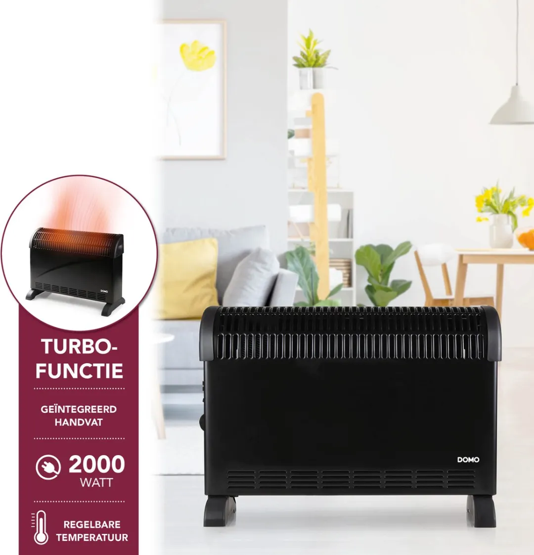 Domo DO7350CH Convectorverwarming 2000W - 3 standen - Zwart