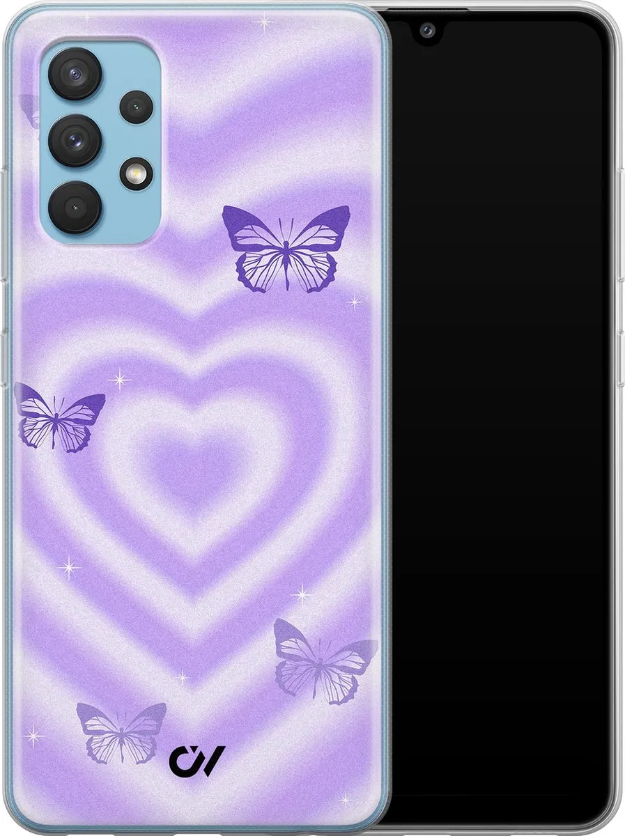Casevibes Hoesje Samsung Galaxy A32 4G - Paars - Retro Hart Vlinder