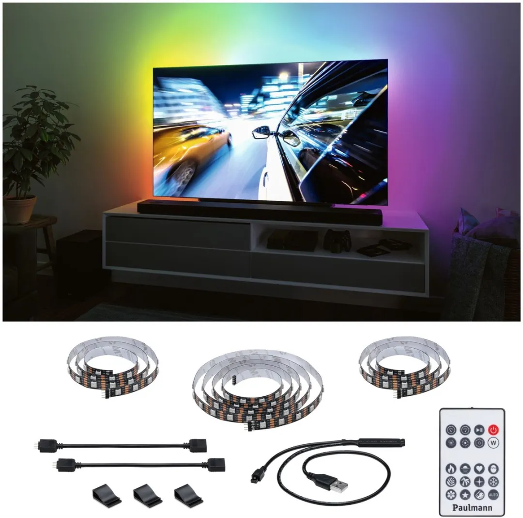 Paulmann EntertainLED USB LED Strip TV-verlichting 2,4m 60 LEDs/m RGB - Zwart
