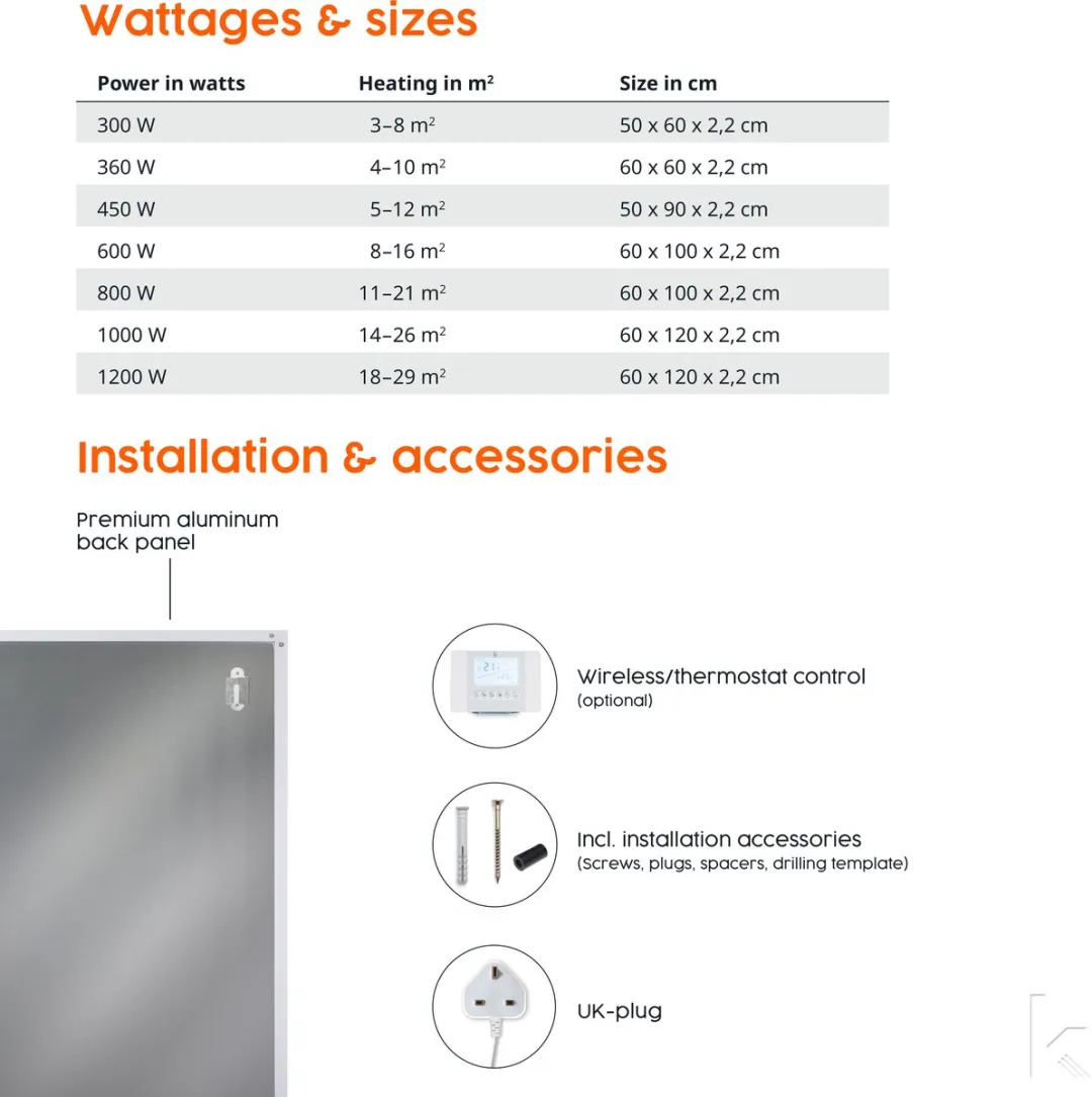 Könighaus M-Serie Smart Infrarood Verwarmingspaneel 360W - Plafond - Wit