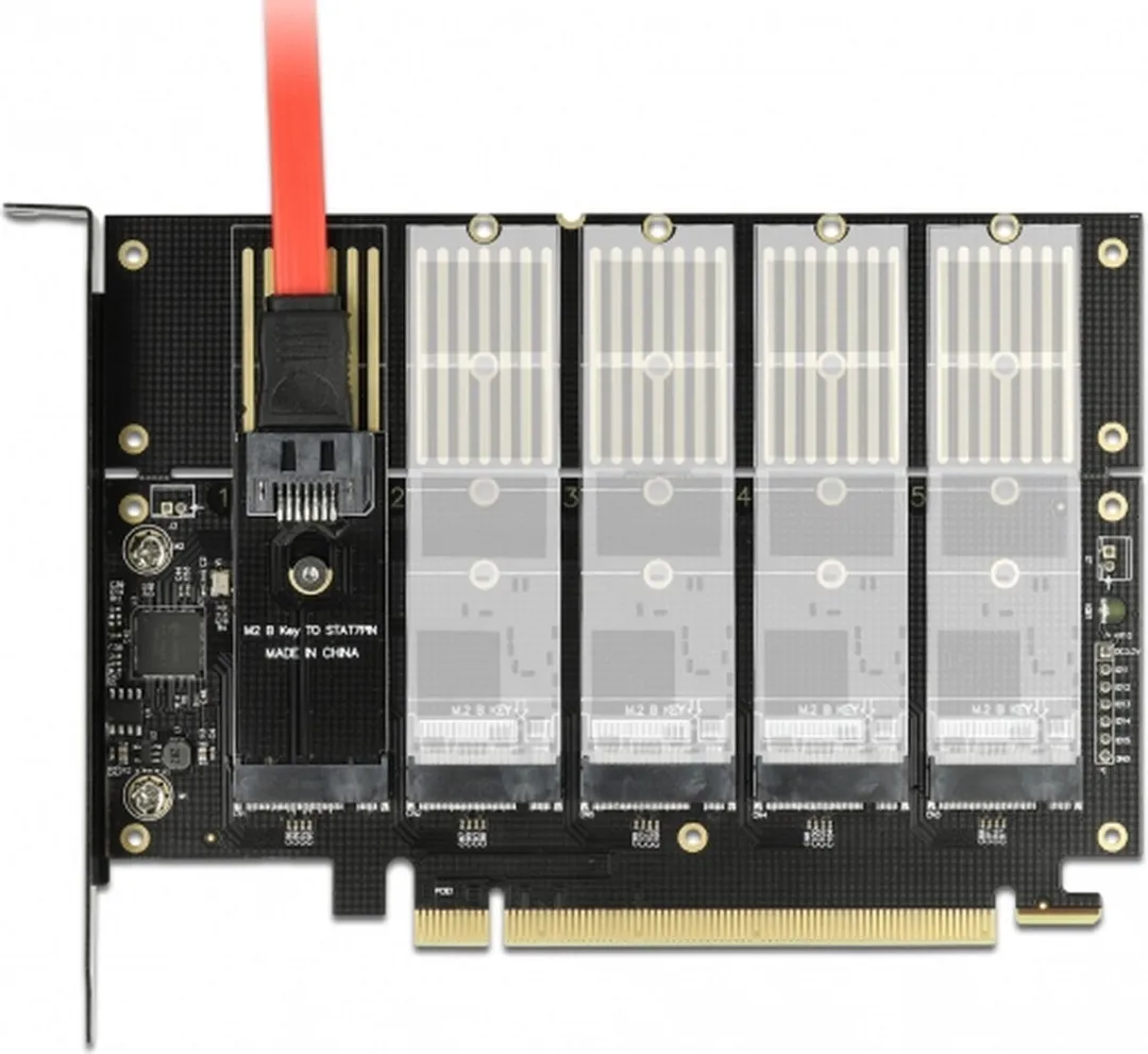 Delock 90435 PCIe x16 naar 5x M.2 Key B/SATA Adapter - afbeelding 6 van 6