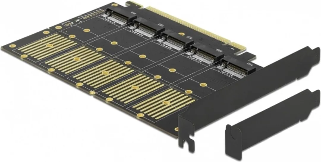 Delock 90435 PCIe x16 naar 5x M.2 Key B/SATA Adapter