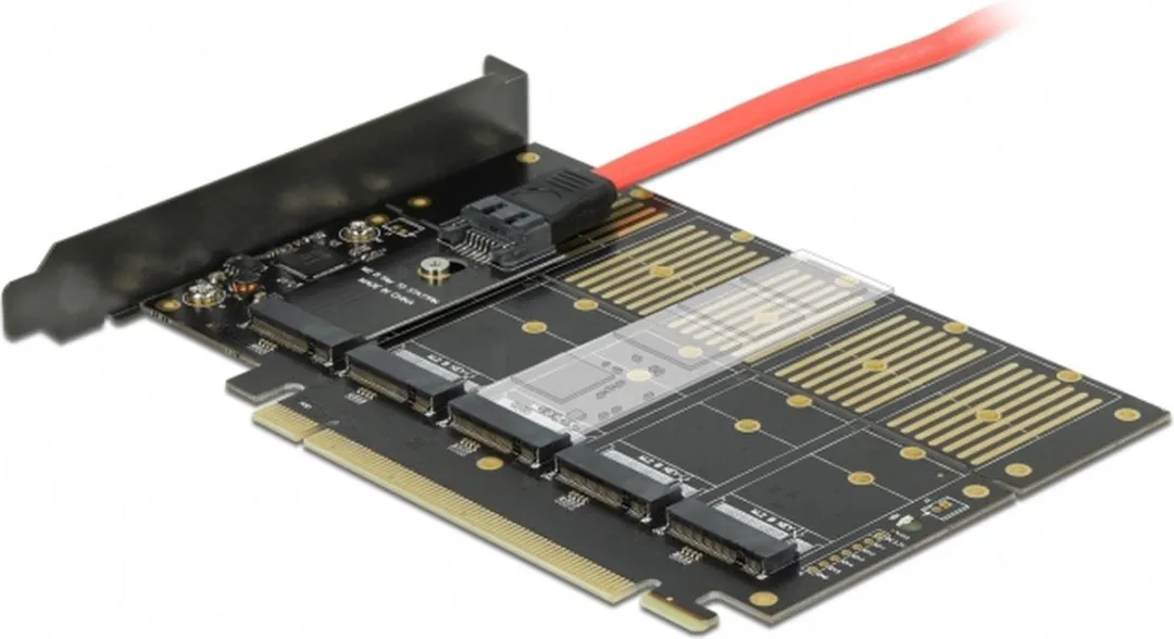 Delock 90435 PCIe x16 naar 5x M.2 Key B/SATA Adapter