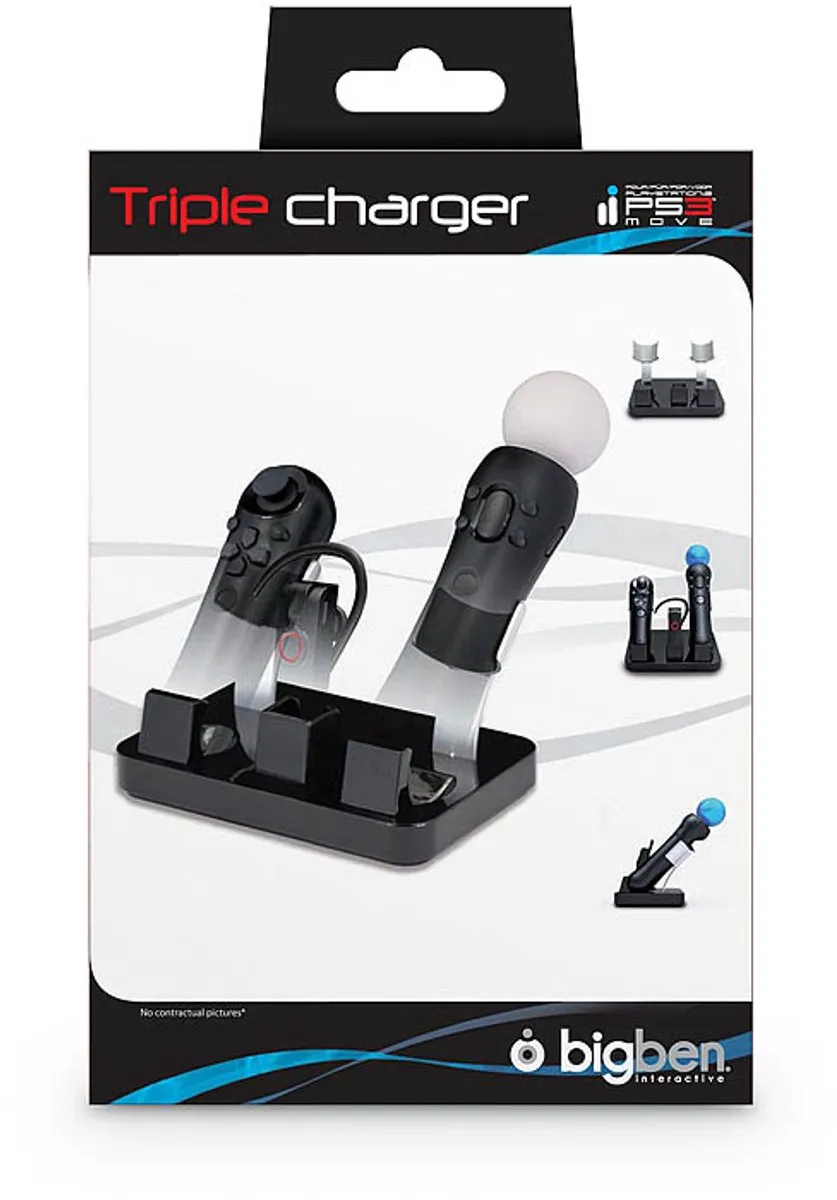 Bigben PS3 Move Triple Charger Oplaadstation - Zwart