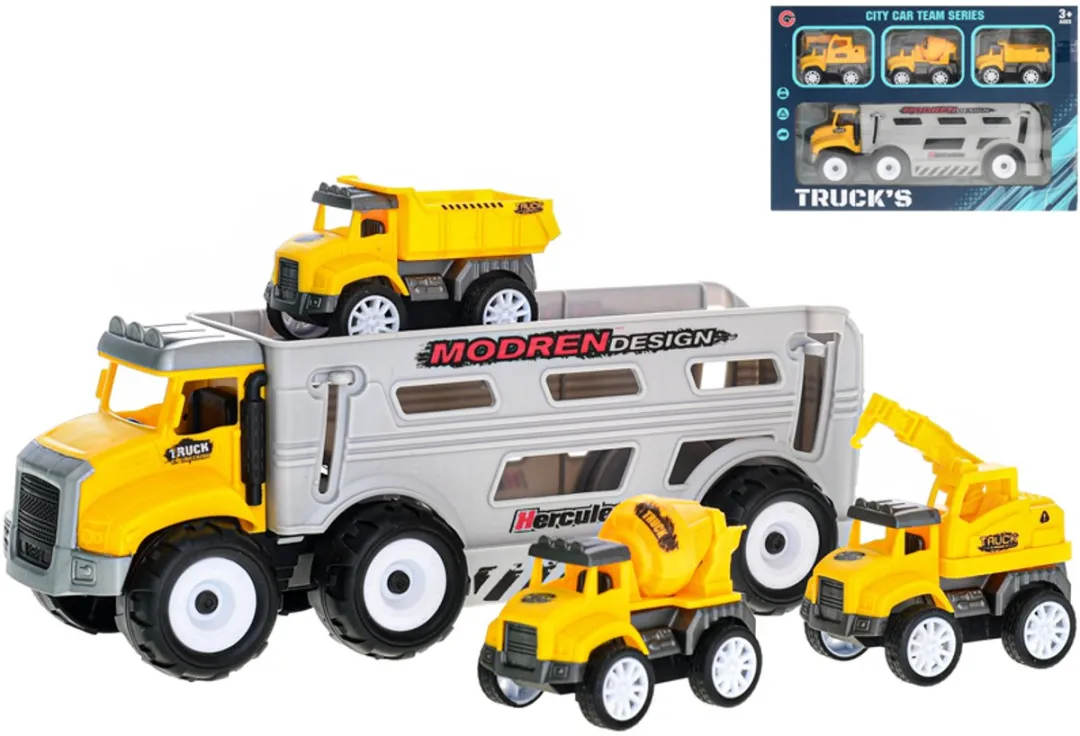 YJ Toys Vrachtwagen Werkvoertuigen 4-delig Set - Mix