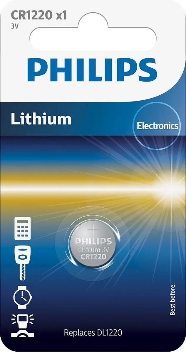 Philips CR1220/00B Knoopcel Lithium - 1 Stuk