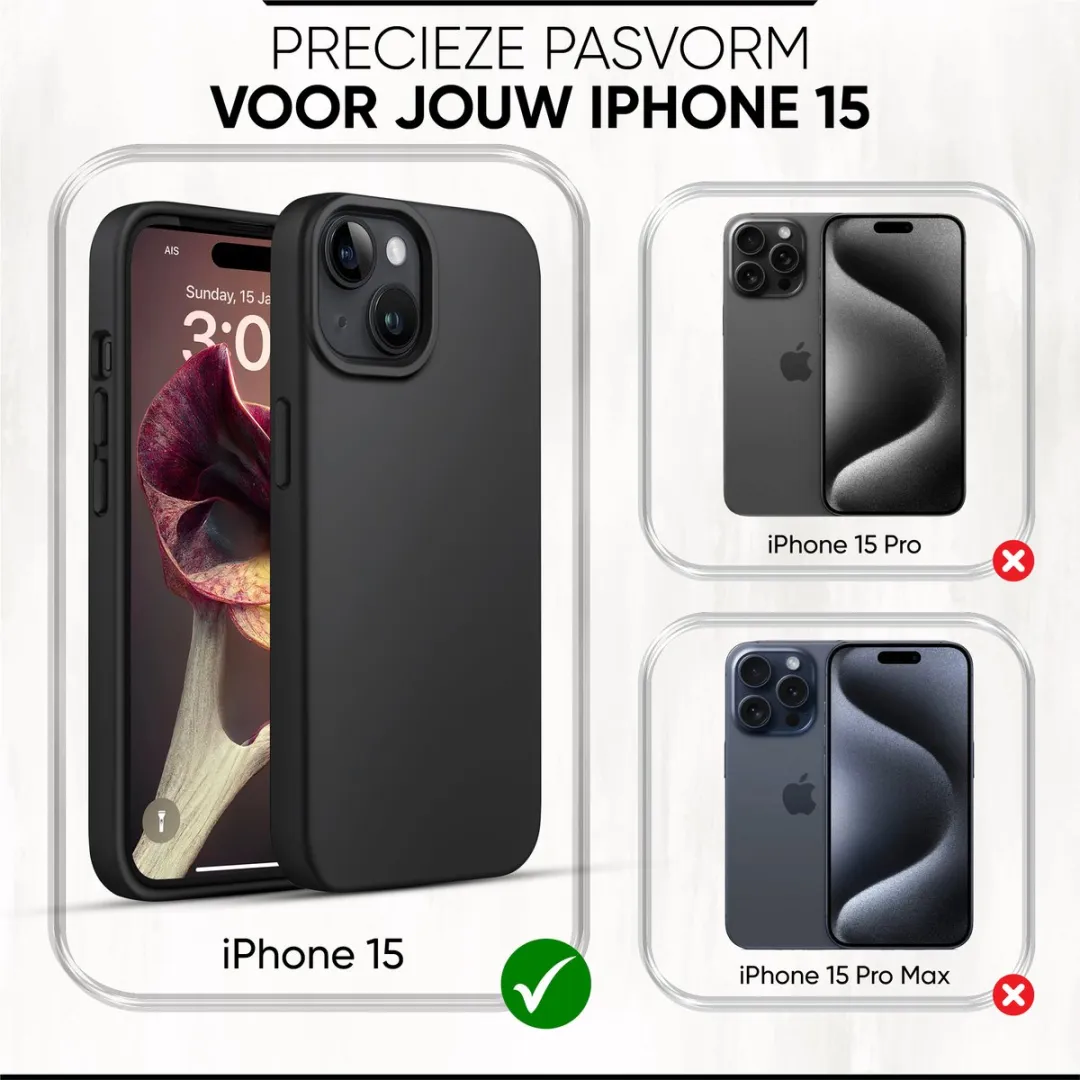 NUVEX iPhone 15 Hoesje - Zwart - Met Screenprotector - MPN 8720892373687
