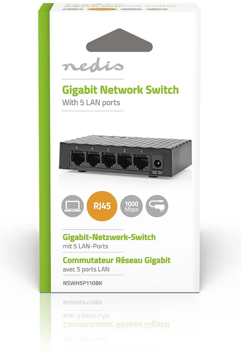 Nedis NSWH5P110BK 5-Poorts Netwerkswitch - Zwart