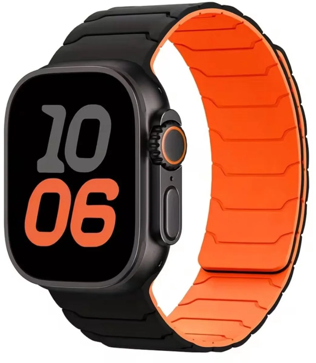 NUVEX Zwart Oranje Sport Siliconen Horlogeband