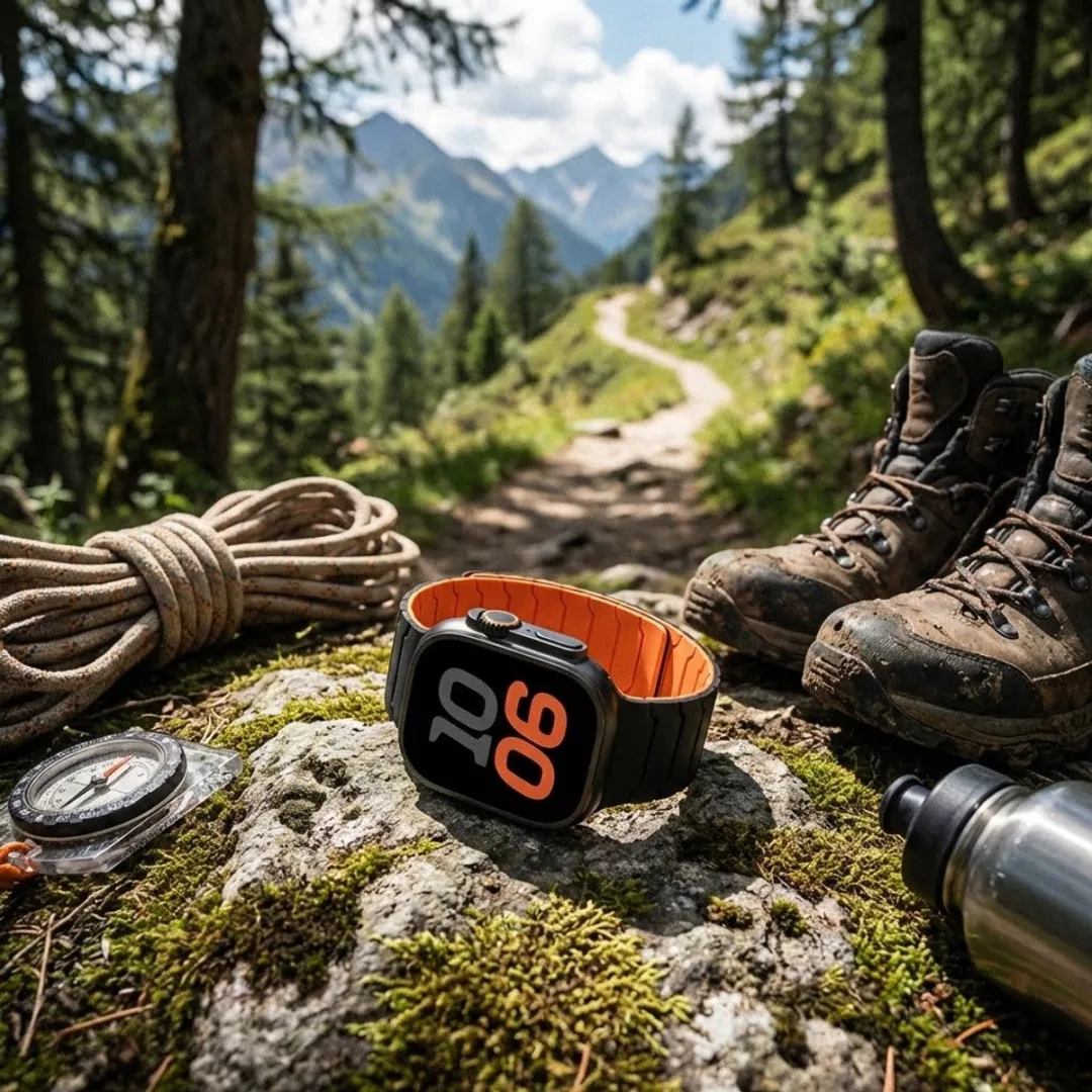 NUVEX Zwart Oranje Sport Siliconen Horlogeband - Apple Watch 38-42mm