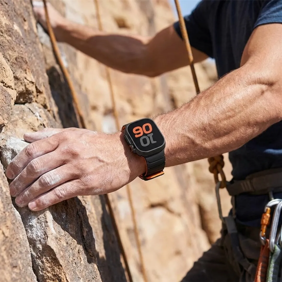 NUVEX Zwart Oranje Sport Siliconen Horlogeband - Apple Watch 38-42mm