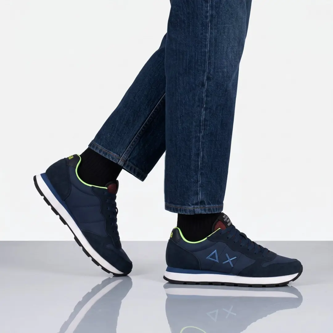 Sun68 Tom Fluo Heren Sneakers - Navy - Maat 41 - afbeelding 3 van 6