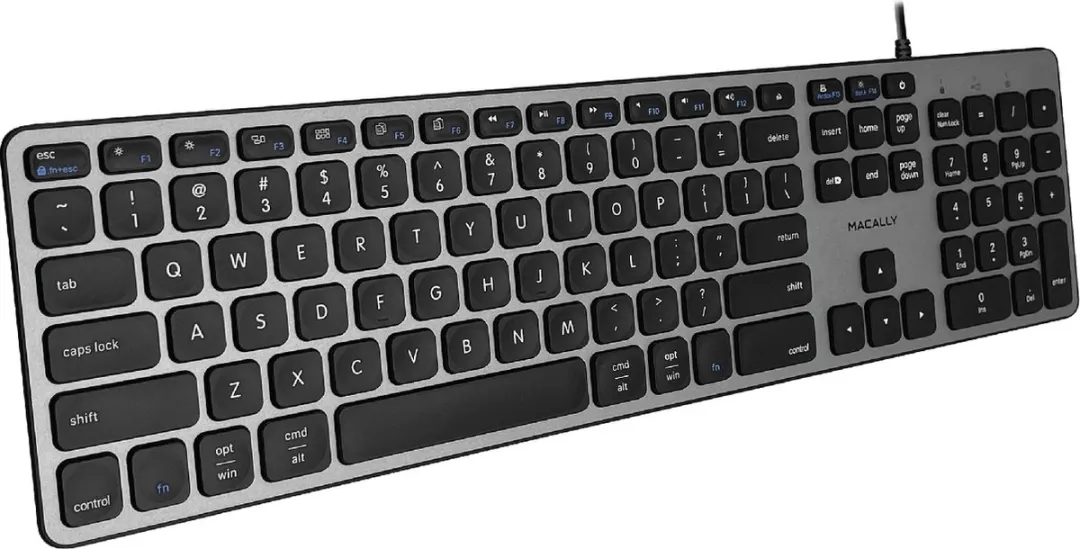 Macally UCZKEYHUBACSG USB-C Toetsenbord - Hub 2x USB-A 1x USB-C - US Layout - Space Gray - afbeelding 6 van 6