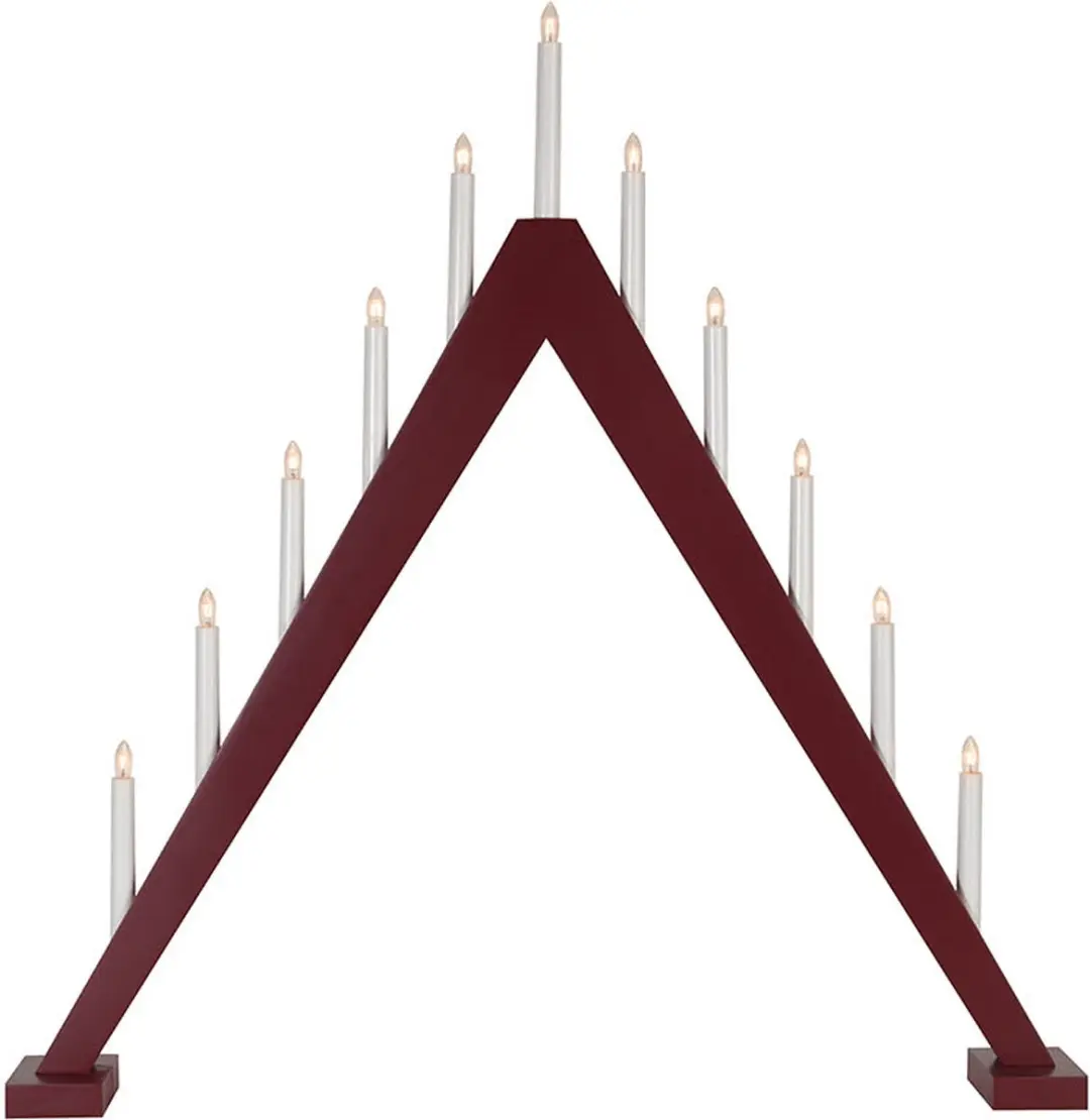 Star Trading Grote kandelaar 'Trill' met 11 kaarsen, grenenhout, E10-lamp, rood,