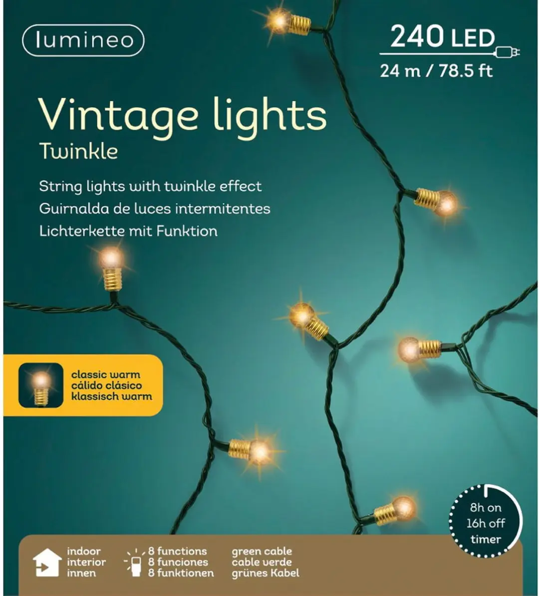 Lumineo LED Stringlight 2390cm - Warm Wit - Groen Snoer - afbeelding 2 van 2