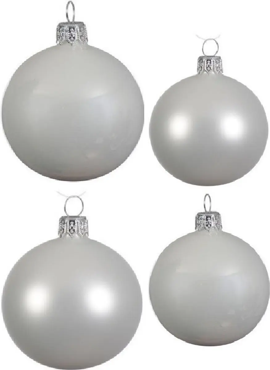 Compleet glazen kerstballen pakket winter wit glans/mat 38x stuks